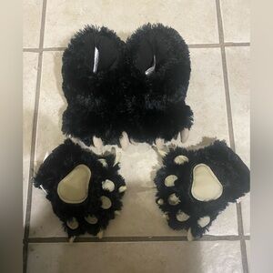 Lazy One Black Monster Claw Mittens for Kids black bear paw slippers and gloves,